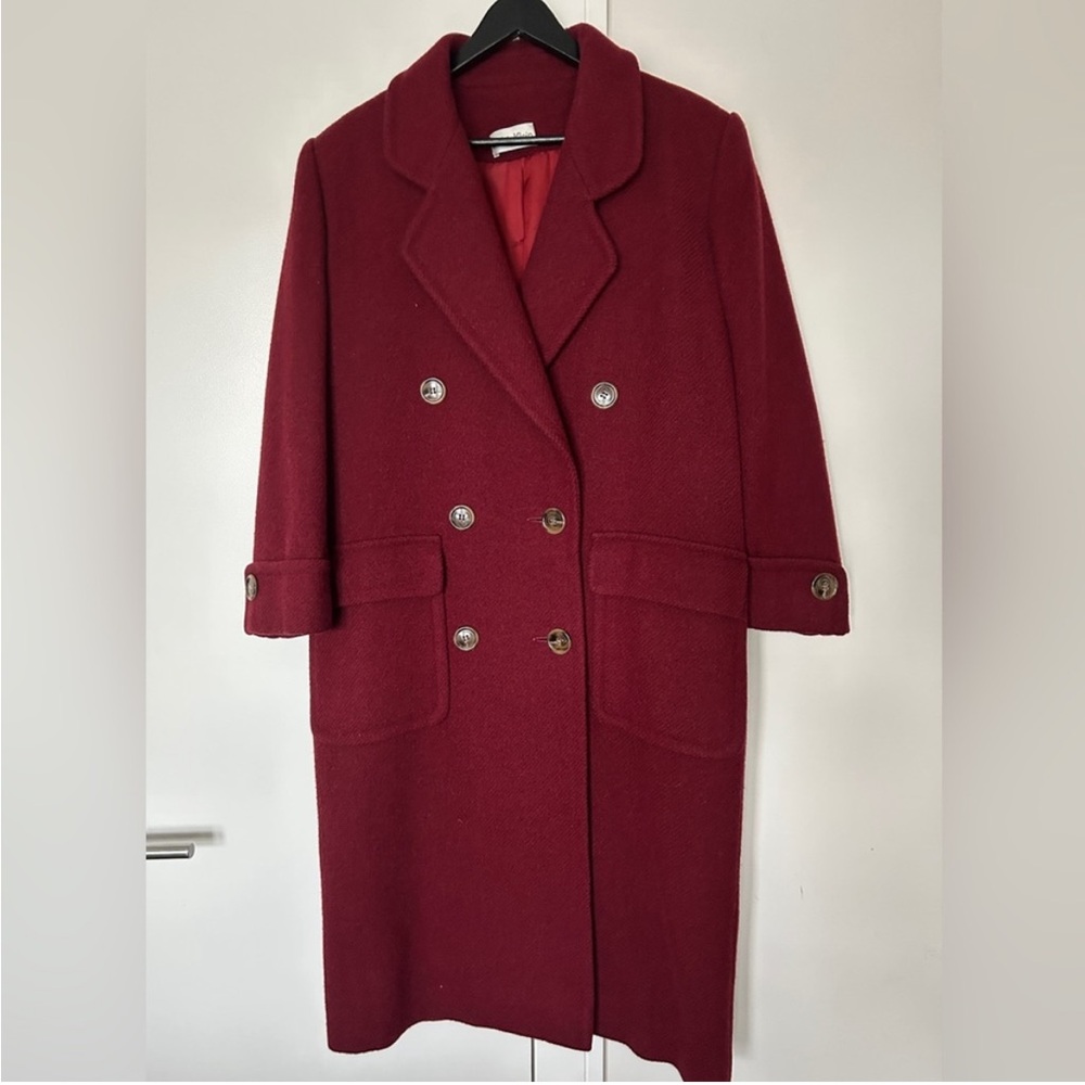 Calvin Klein Vintage Maroon Wool Double-breasted Coat 12.